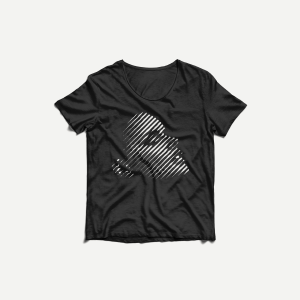 T-shirt girocollo in cotone ringrosso vintage